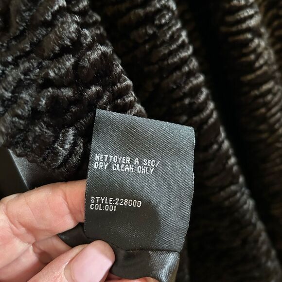 Utex Black Boucle lined Mid length Textured Faux Fur Swing Coat Vintage Size L - Picture 6 of 14